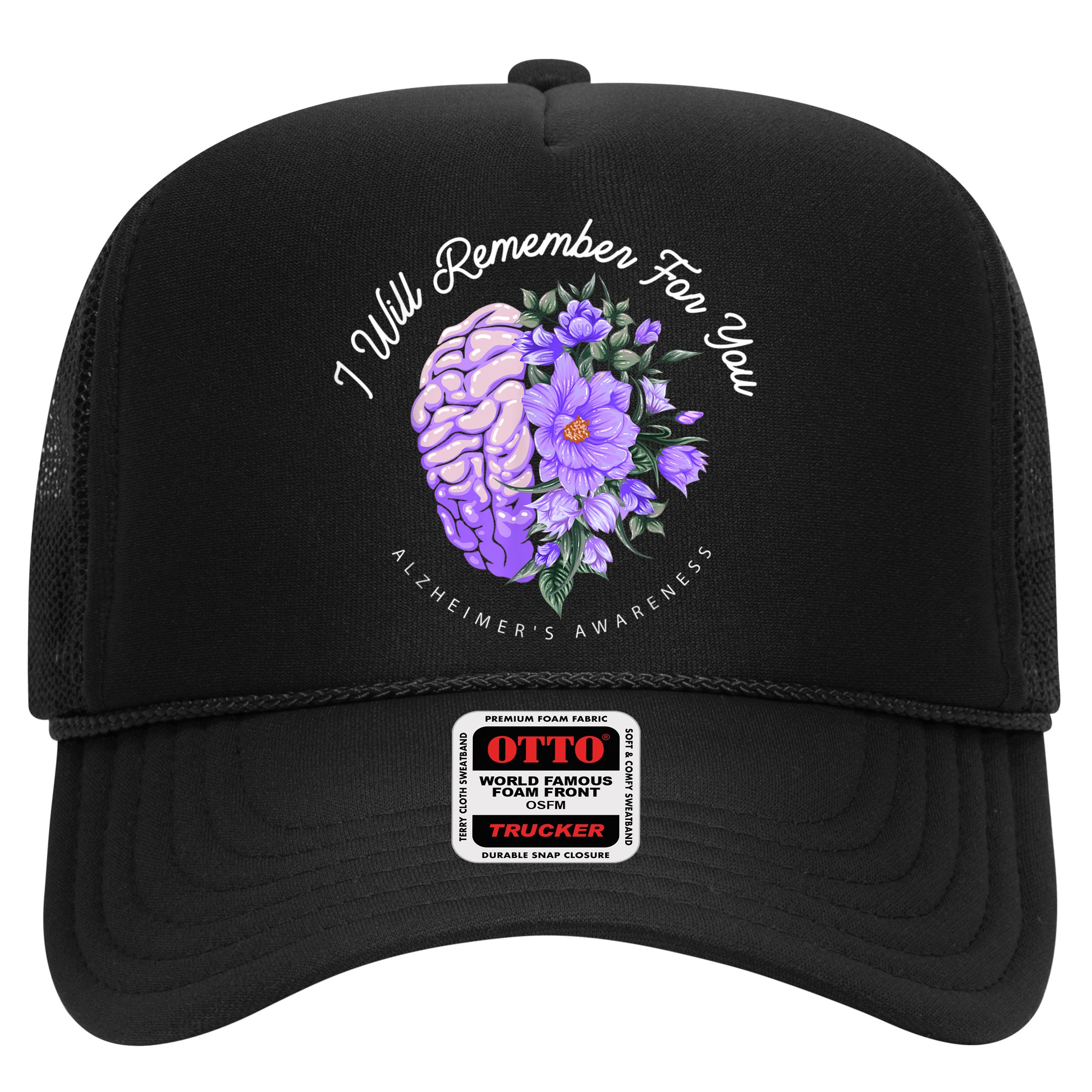 Alzheimer's Awareness I Will Remember For You Brain Hat