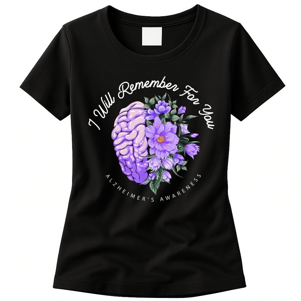 Alzheimer's Awareness I Will Remember For You Brain Womens T-Shirt