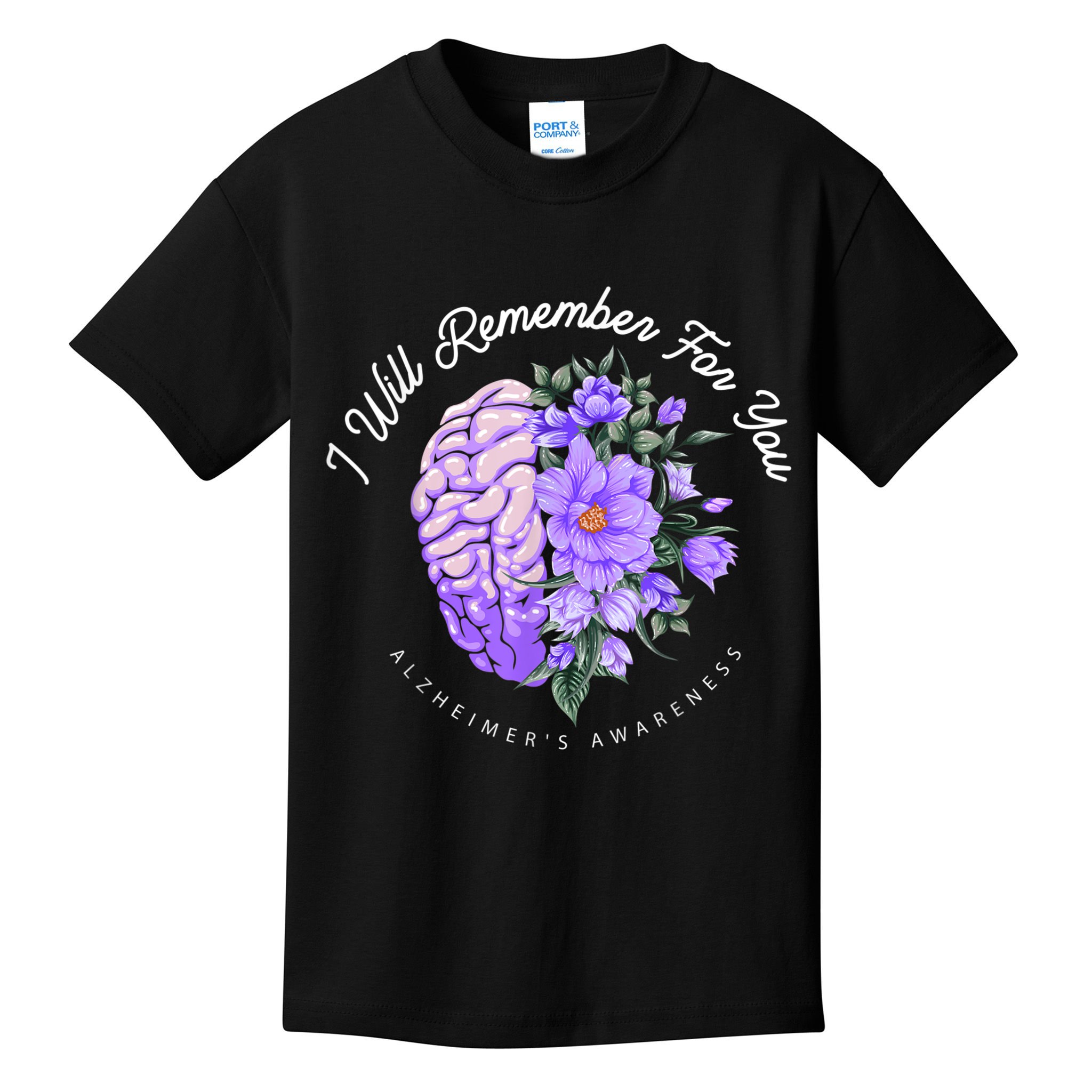 Alzheimer's Awareness I Will Remember For You Brain Kids T-Shirt