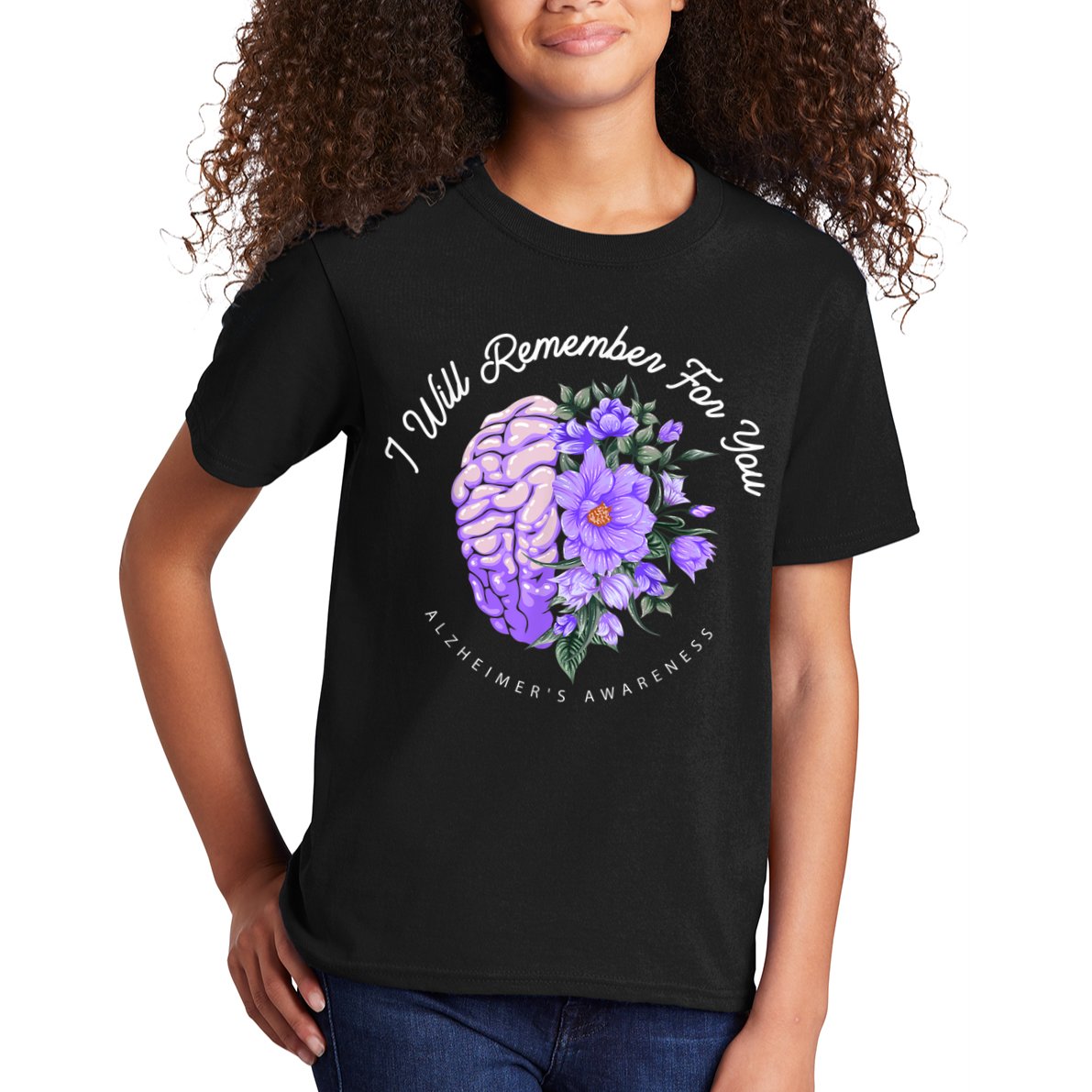 Alzheimer's Awareness I Will Remember For You Brain Kids T-Shirt