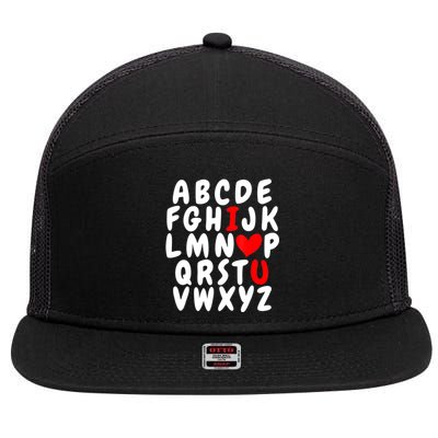 Alphabet ABC I Love You Valentines Day Heart 7 Panel Mesh Trucker Snapback Hat