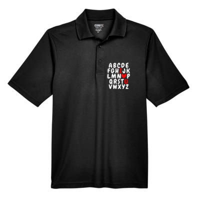 Alphabet ABC I Love You Valentines Day Heart Men's Origin Performance Pique Polo