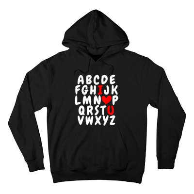 Alphabet ABC I Love You Valentines Day Heart Hoodie