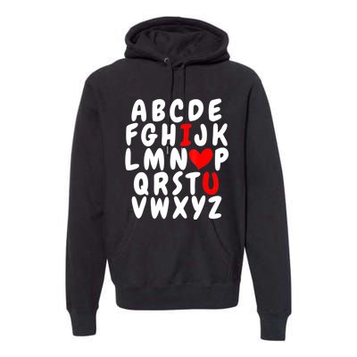 Alphabet ABC I Love You Valentines Day Heart Premium Hoodie