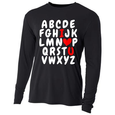 Alphabet ABC I Love You Valentines Day Heart Cooling Performance Long Sleeve Crew