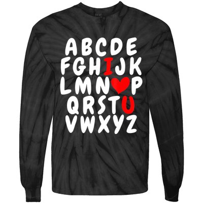 Alphabet ABC I Love You Valentines Day Heart Tie-Dye Long Sleeve Shirt