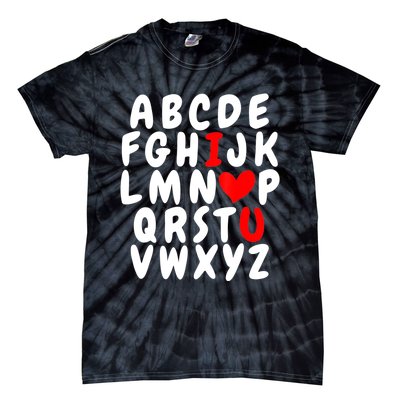 Alphabet ABC I Love You Valentines Day Heart Tie-Dye T-Shirt