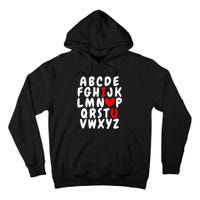 Alphabet ABC I Love You Valentines Day Heart Tall Hoodie