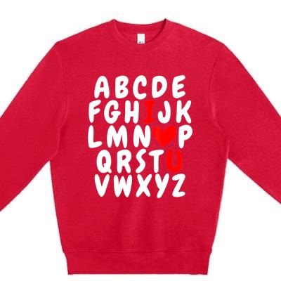 Alphabet ABC I Love You Valentines Day Heart Premium Crewneck Sweatshirt