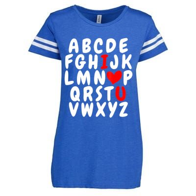 Alphabet ABC I Love You Valentines Day Heart Enza Ladies Jersey Football T-Shirt