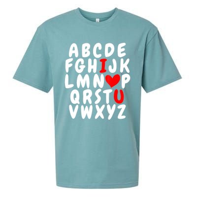 Alphabet ABC I Love You Valentines Day Heart Sueded Cloud Jersey T-Shirt