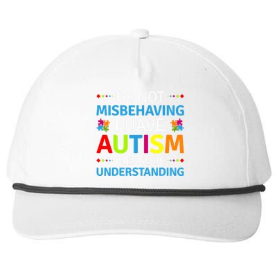 Autism Awareness Im Not Misbehaving I Have Autism Snapback Five-Panel Rope Hat