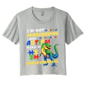 Autism Awareness Im Not Misbehaving I Have Autism Dinosaur Women's Crop Top Tee