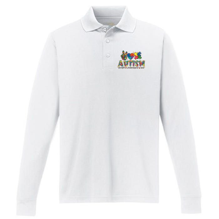 Autism Awareness Its Ok To Be Different Performance Long Sleeve Polo