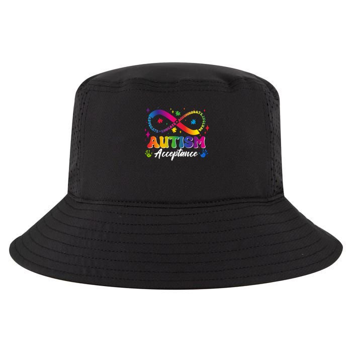 Autism Acceptance Infinity Advocate Educate Accommodate Include Cool Comfort Performance Bucket Hat