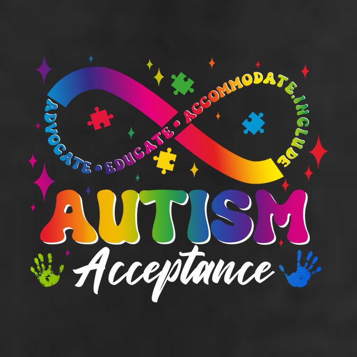 Autism Acceptance Infinity Advocate Educate Accommodate Include Cool Comfort Performance Bucket Hat