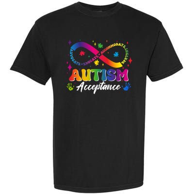 Autism Acceptance Infinity Advocate Educate Accommodate Include Garment-Dyed Heavyweight T-Shirt