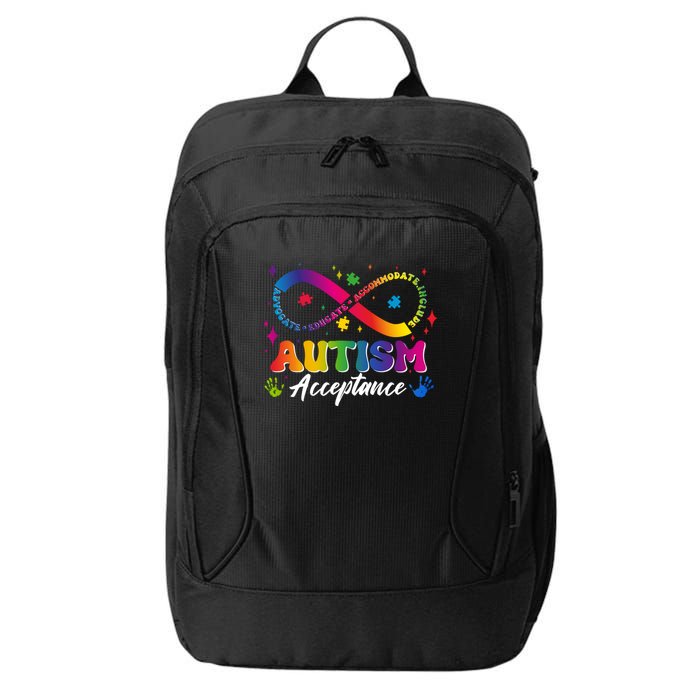 Autism Acceptance Infinity Advocate Educate Accommodate Include City Backpack