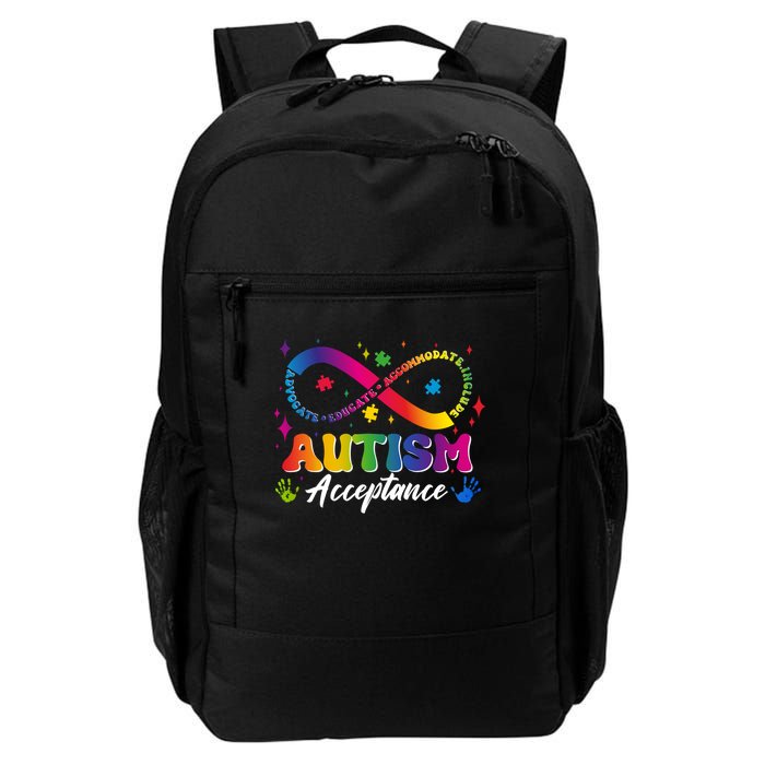 Autism Acceptance Infinity Advocate Educate Accommodate Include Backpack