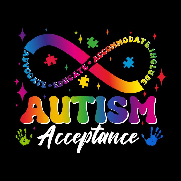 Autism Acceptance Infinity Advocate Educate Accommodate Include Backpack