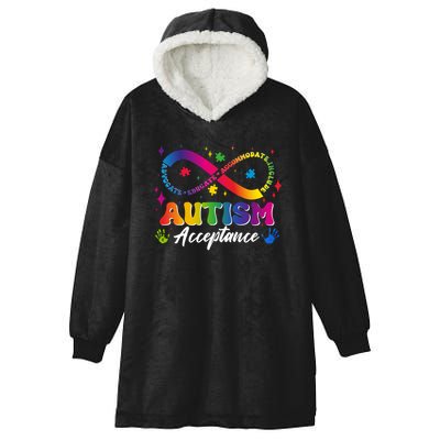 Autism Acceptance Infinity Advocate Educate Accommodate Include Hooded Wearable Blanket