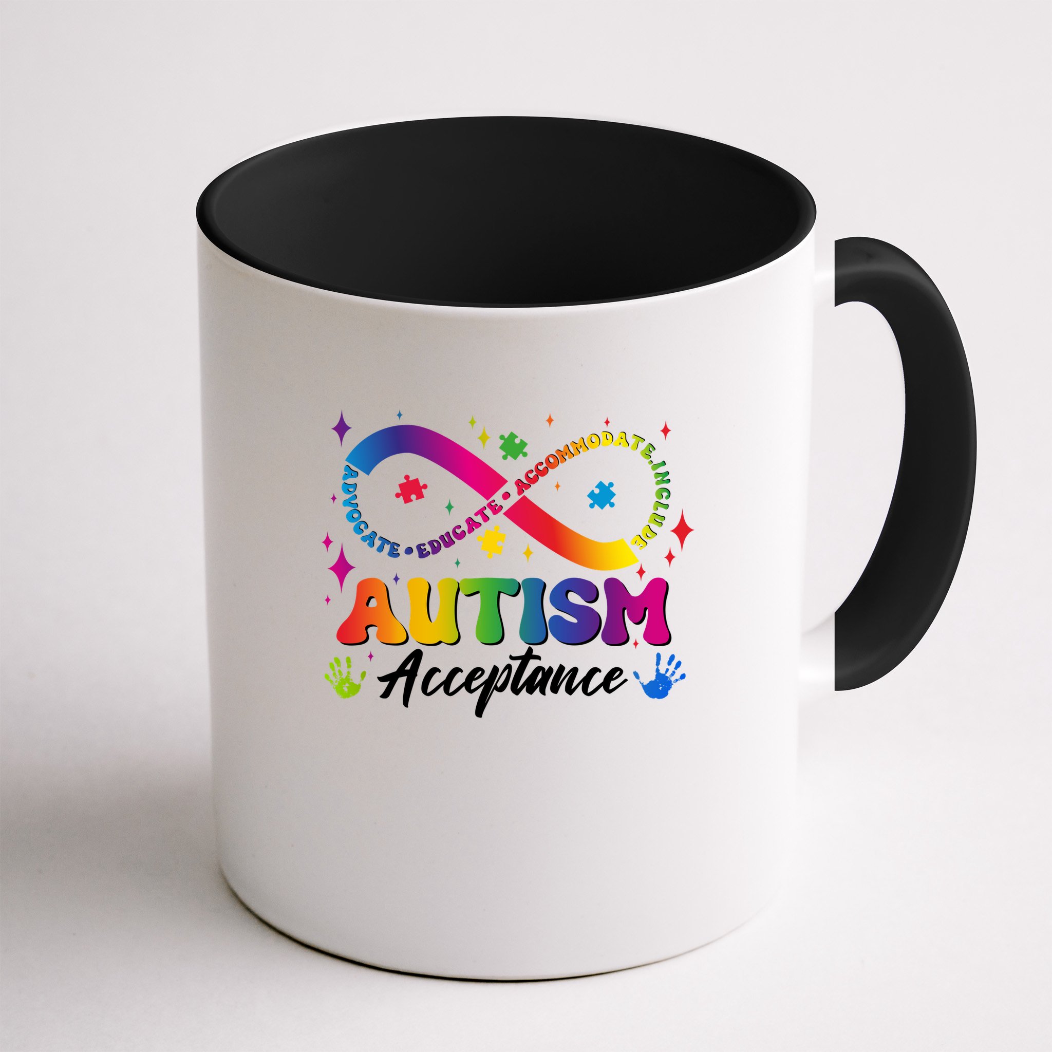 Autism Acceptance Infinity Advocate Educate Accommodate Include Mug