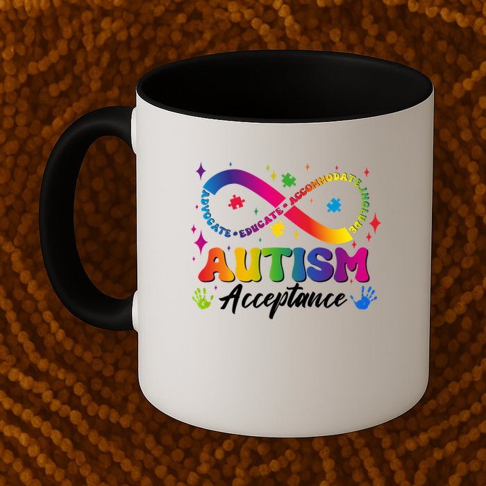Autism Acceptance Infinity Advocate Educate Accommodate Include Mug