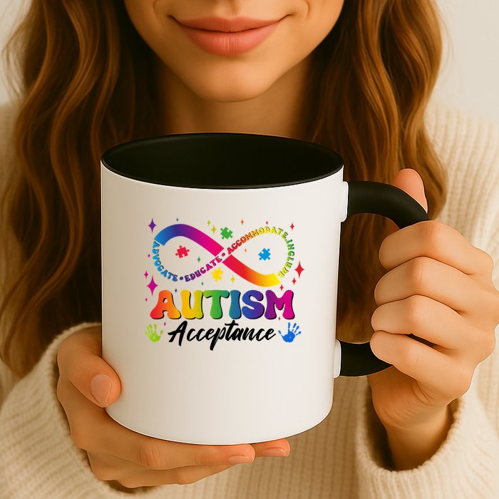 Autism Acceptance Infinity Advocate Educate Accommodate Include Mug