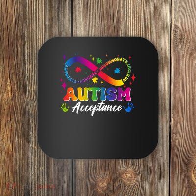 Autism Acceptance Infinity Advocate Educate Accommodate Include Coaster