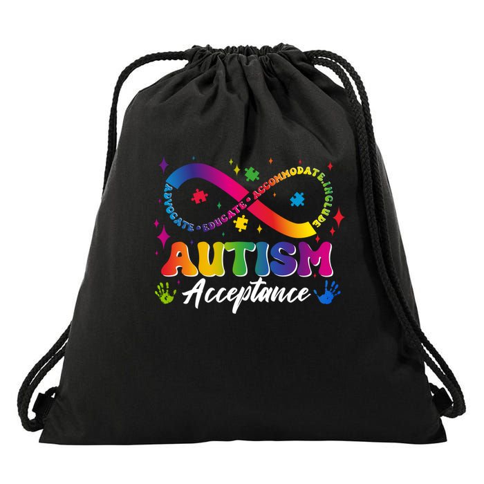 Autism Acceptance Infinity Advocate Educate Accommodate Include Drawstring Bag