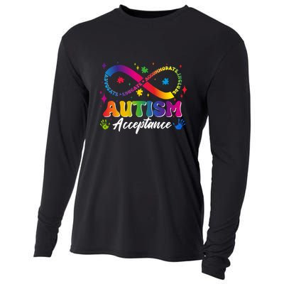Autism Acceptance Infinity Advocate Educate Accommodate Include Cooling Performance Long Sleeve Crew