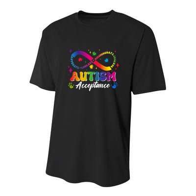 Autism Acceptance Infinity Advocate Educate Accommodate Include Youth Performance Sprint T-Shirt