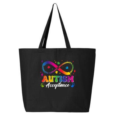 Autism Acceptance Infinity Advocate Educate Accommodate Include 25L Jumbo Tote