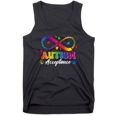 Autism Acceptance Infinity Advocate Educate Accommodate Include Tank Top