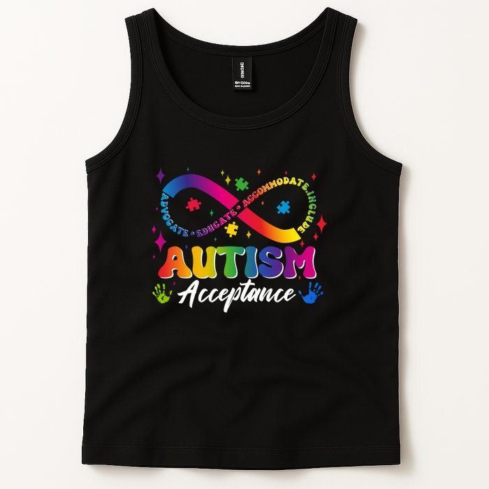 Autism Acceptance Infinity Advocate Educate Accommodate Include Tank Top