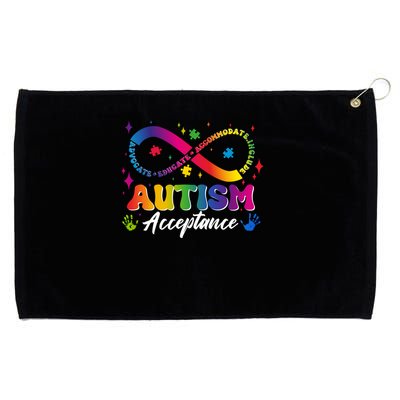 Autism Acceptance Infinity Advocate Educate Accommodate Include Grommeted Golf Towel