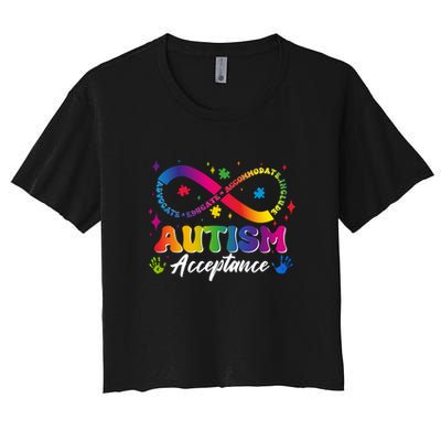 Autism Acceptance Infinity Advocate Educate Accommodate Include Crop Top