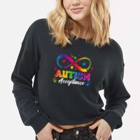 Autism Acceptance Infinity Advocate Educate Accommodate Include Cropped Pullover Crew