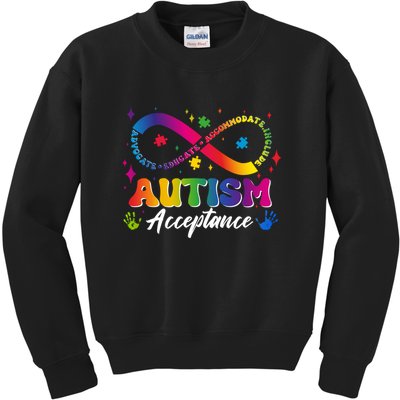 Autism Acceptance Infinity Advocate Educate Accommodate Include Kids Sweatshirt