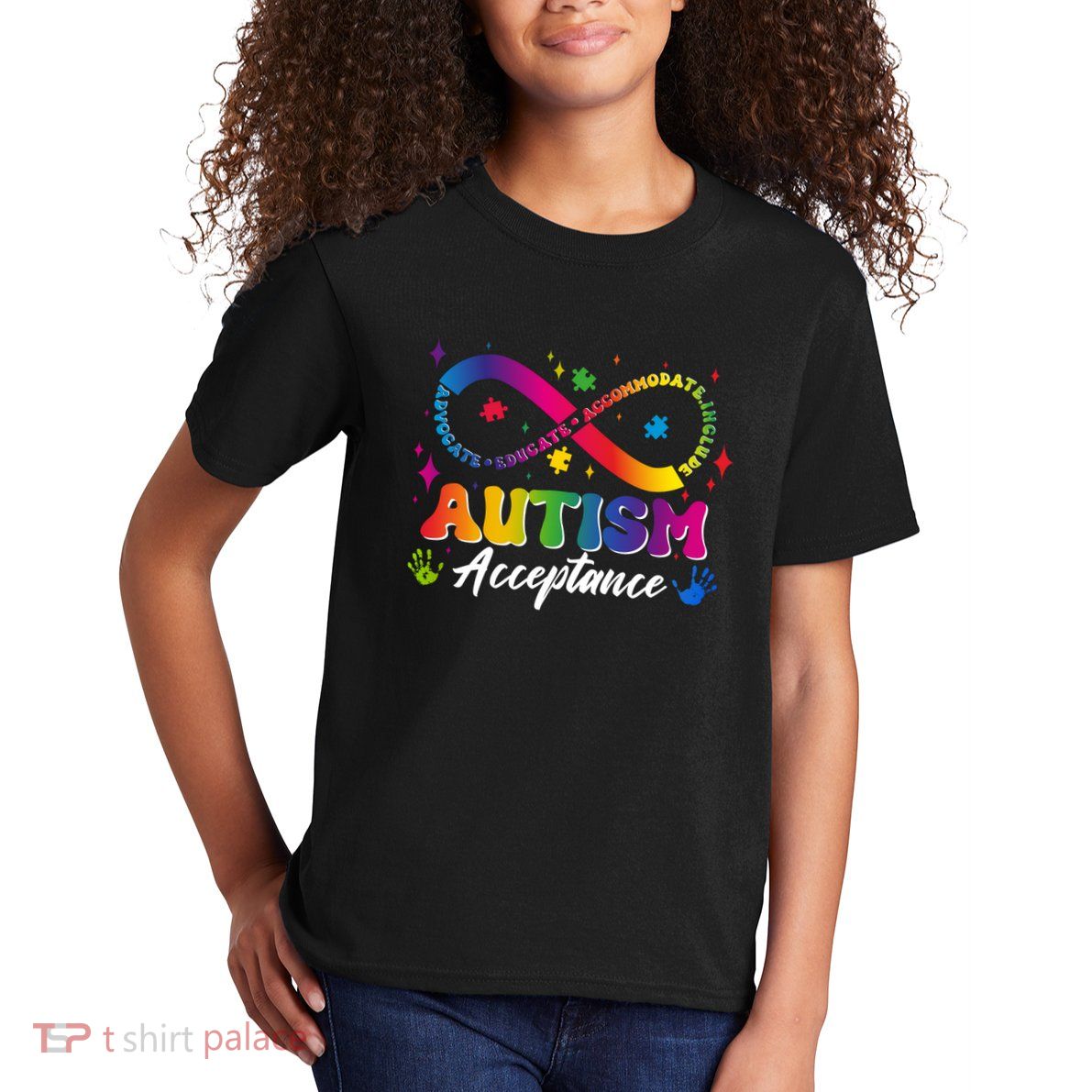 Autism Acceptance Infinity Advocate Educate Accommodate Include Kids T-Shirt