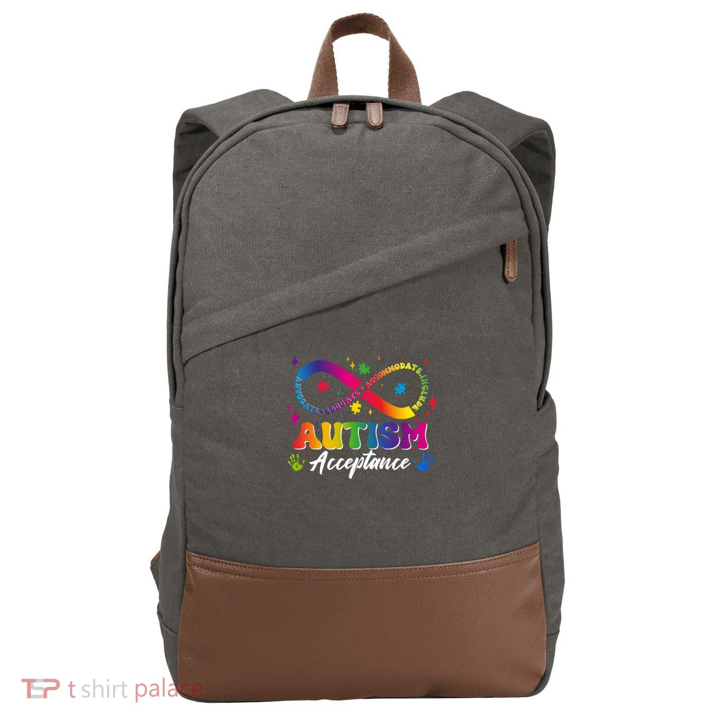 Autism Acceptance Infinity Advocate Educate Accommodate Include Cotton Canvas Backpack
