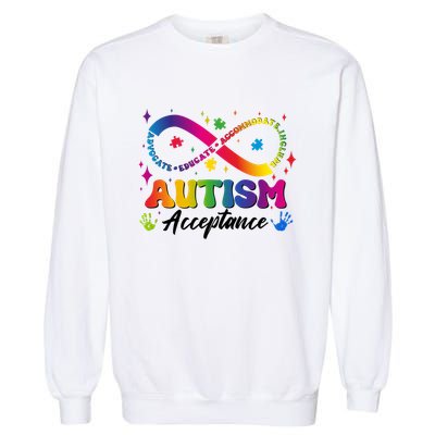 Autism Acceptance Infinity Advocate Educate Accommodate Include Garment-Dyed Sweatshirt