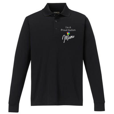 Autism Awareness IM A Proud Autism Mama Cool Gift Performance Long Sleeve Polo