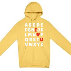 Abc Alphabet I Love You English Teacher Valentines Day Heart Cool Gift Premium Pullover Hoodie