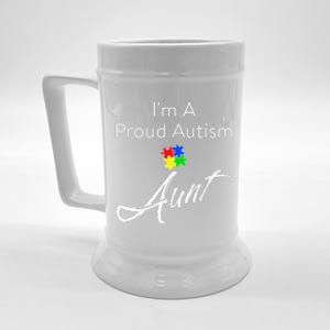 Autism Awareness I'm A Proud Autism Aunt Tee Beer Stein