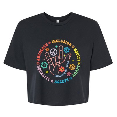 Autism Awareness Inclusion Matters Teacher Inspirational Bella+Canvas Jersey Crop Tee