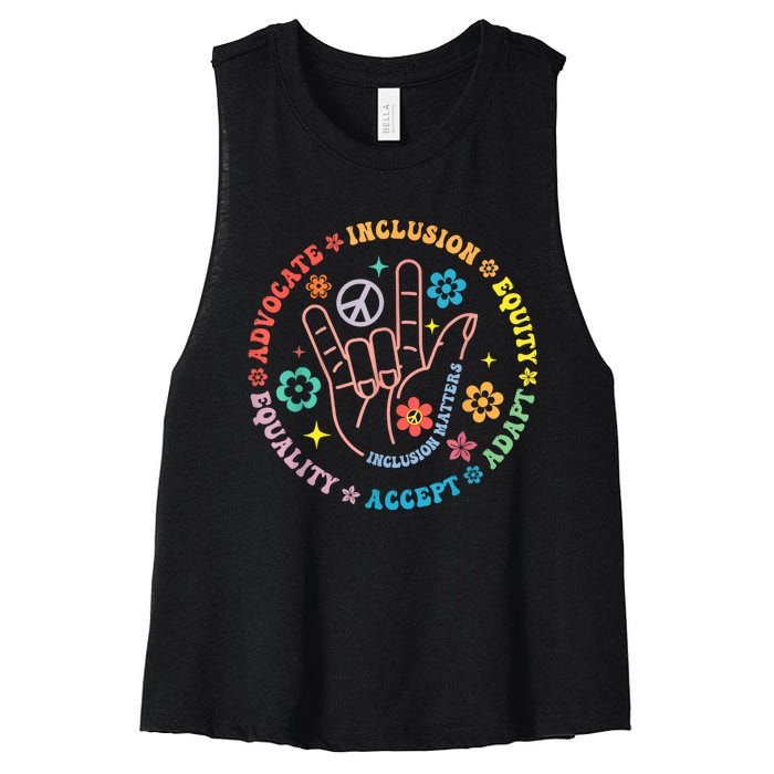 Autism Awareness Inclusion Matters Teacher Inspirational Women's Racerback Cropped Tank