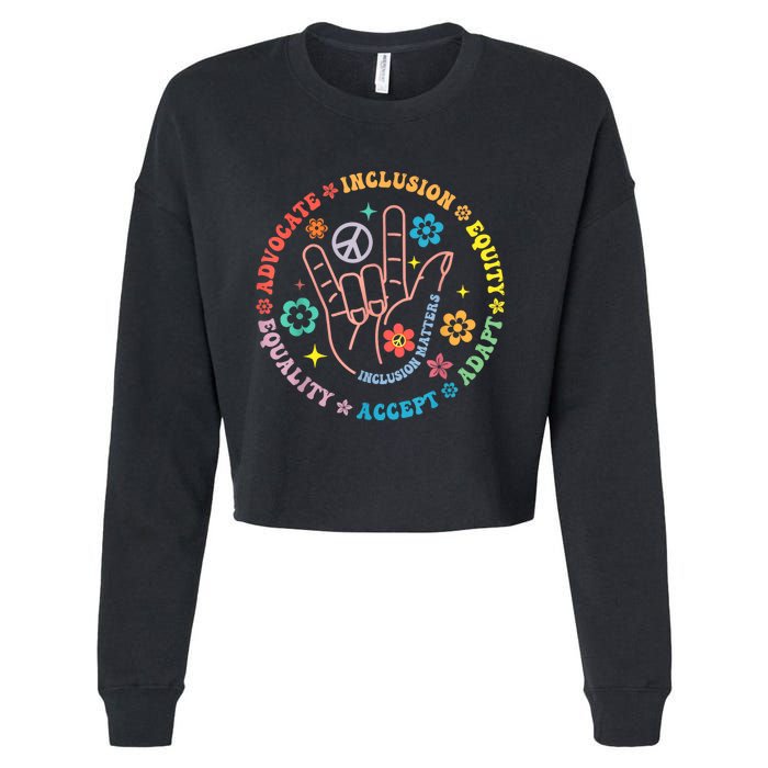 Autism Awareness Inclusion Matters Teacher Inspirational Cropped Pullover Crew