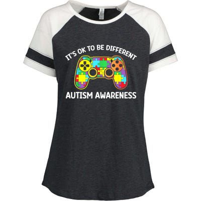 Autism Awareness Its Ok To Be Different Enza Ladies Jersey Colorblock Tee