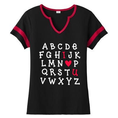 Alphabet Abc I Love You Valentines Day Heart English Teacher Gift Ladies Halftime Notch Neck Tee